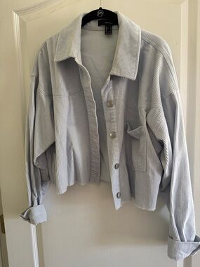 Forever 21 Light Blue Corduroy Cropped Jacket